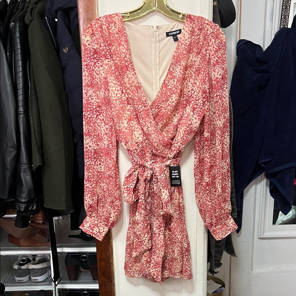 Express Pink Floral Wrap Romper